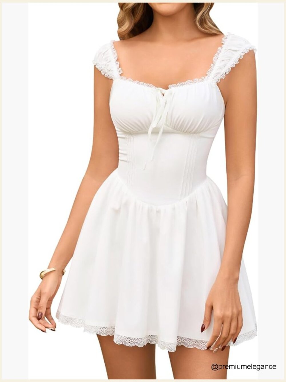 White Corset Lace Up Mini Dress A-Line Sweetheart Neck Graduation Party